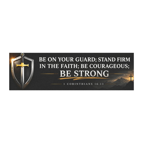Christian Faith Car Magnet — "Be Strong" 1 Corinthians 16:13 Shield Design