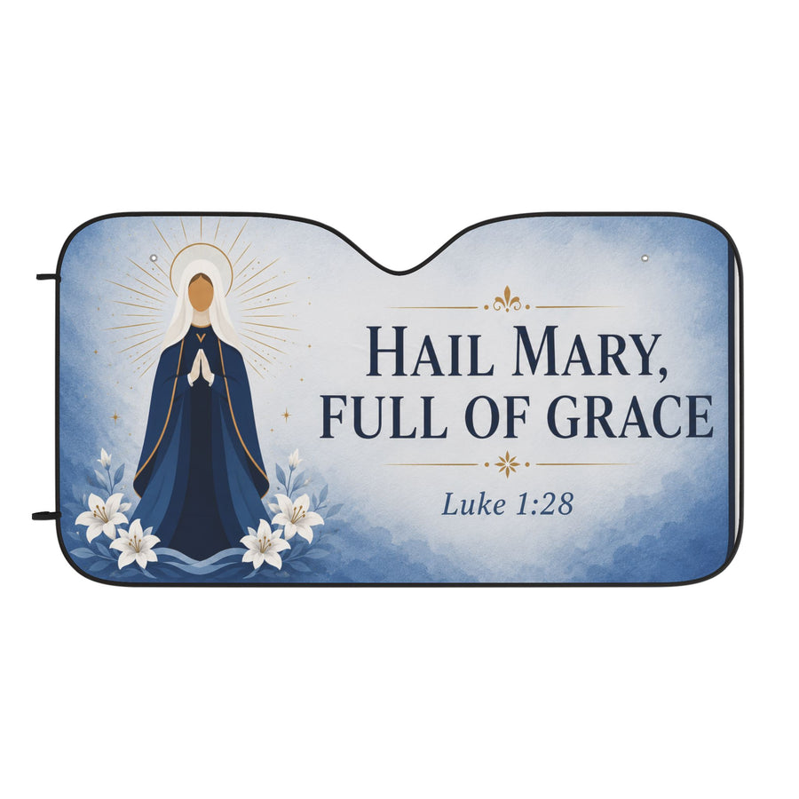 Hail Mary Car Sun Shade – Luke 1:28 Religious Windshield Visor
