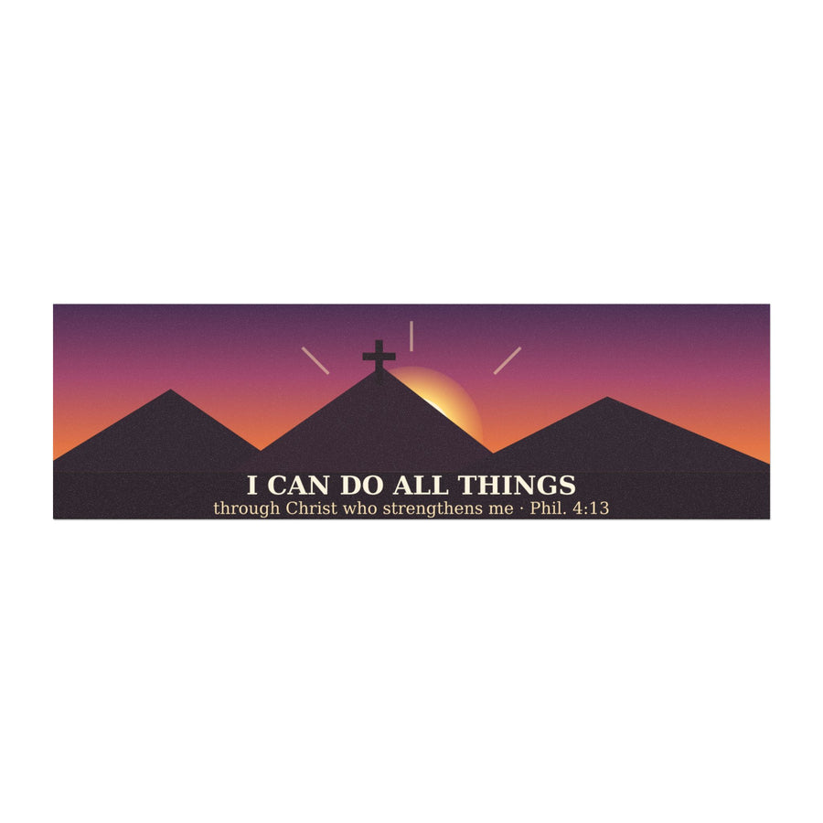 Christian Car Magnet — "I Can Do All Things" Philippians 4:13 Sunset Design