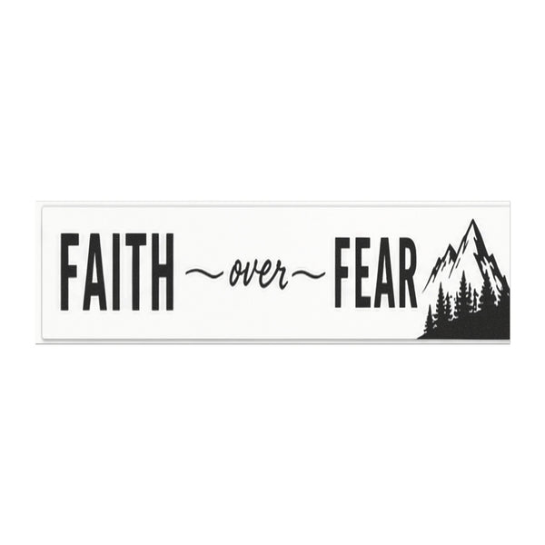 Faith Over Fear Car Magnet — Inspirational Christian Bumper Sticker with Mountain Design