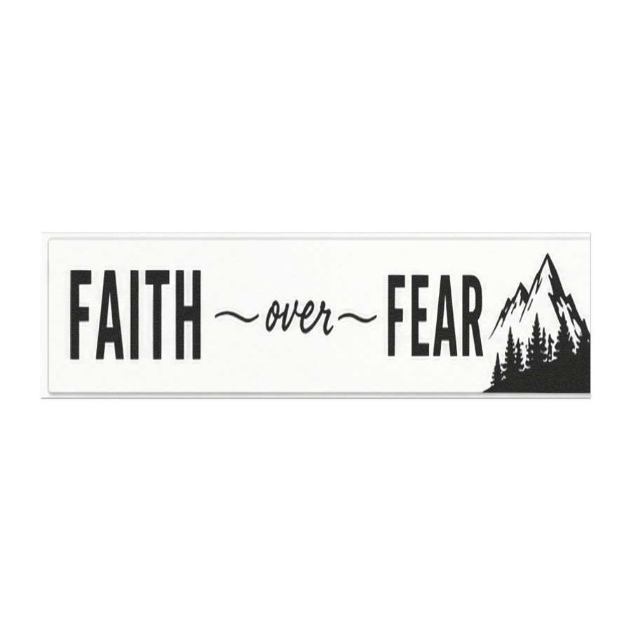 Faith Over Fear Car Magnet — Inspirational Christian Bumper Sticker with Mountain Design