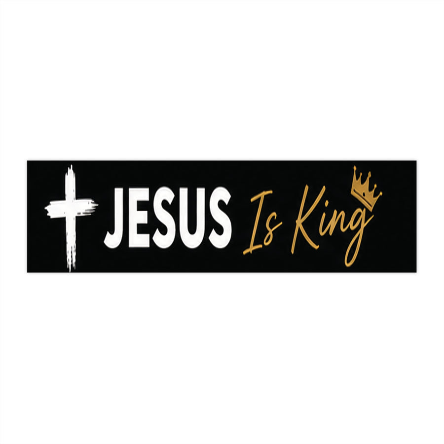 Jesus Is King Bumper Sticker — Faith Cross & Crown Christian Decal